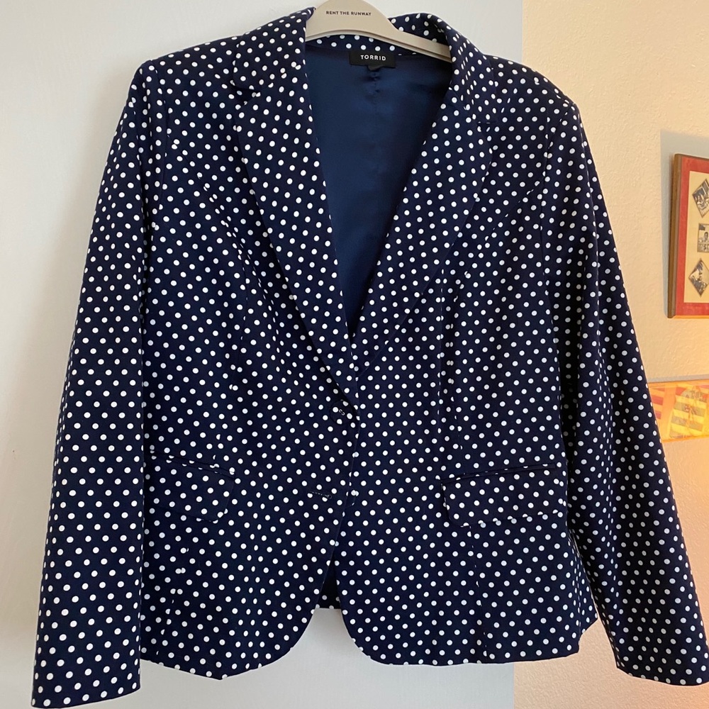 Polka Dot Blazer - blue & white - Torrid (size 3)